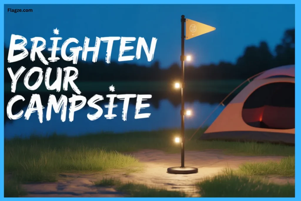 Camping Flag Pole with Lights Svg Image