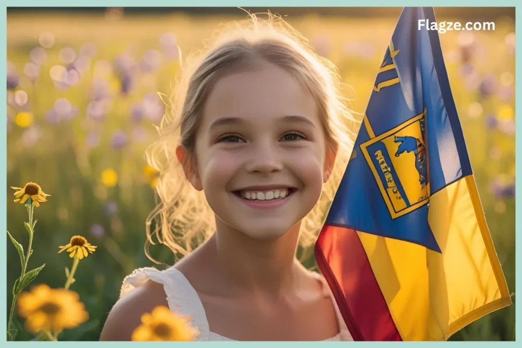 Smiling little girl with michigan flag image