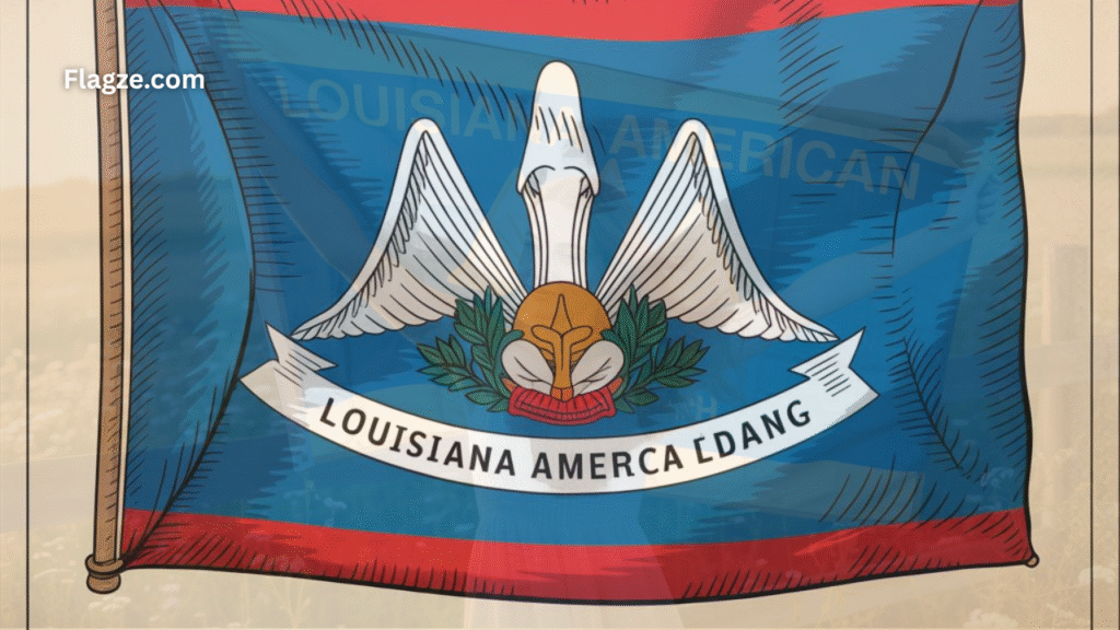 Louisiana Flag flying over government buildings