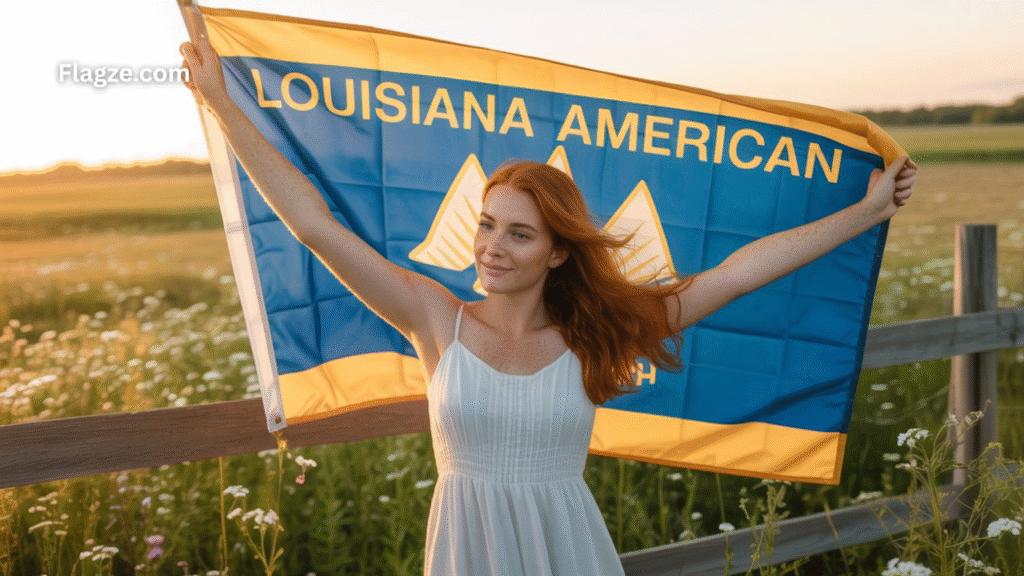 Louisiana American Flag flying over government buildings