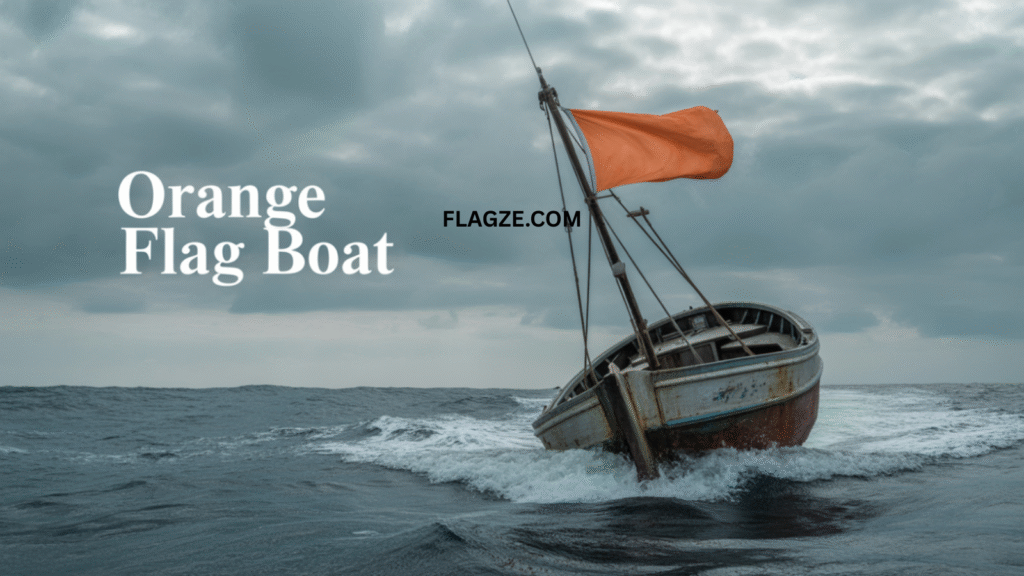orange flag boat