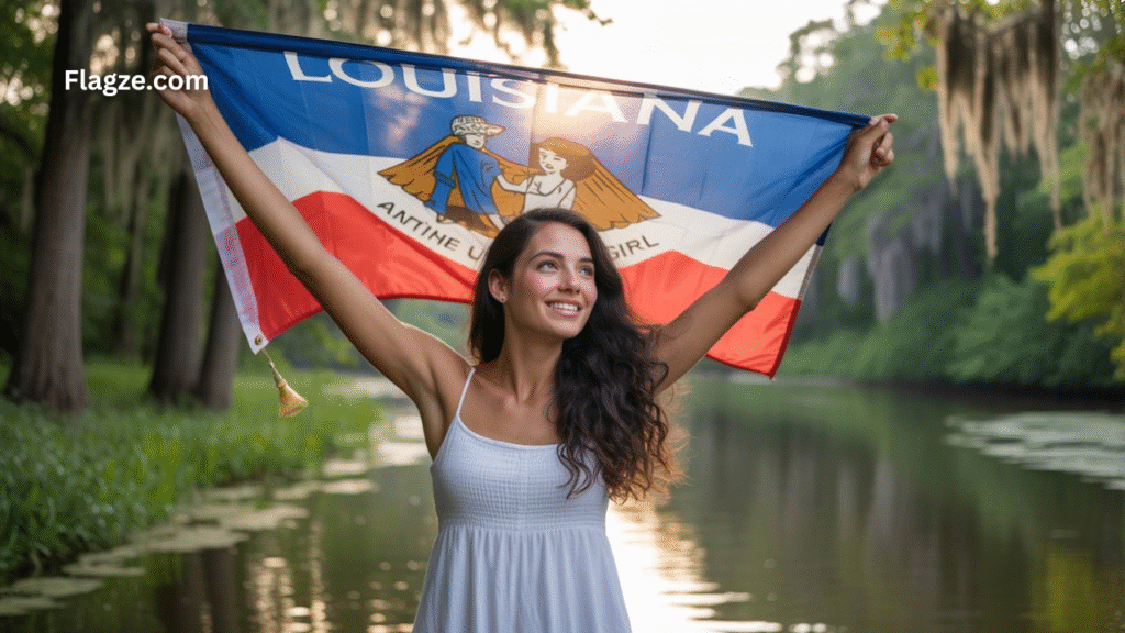 Louisiana American Flag flying